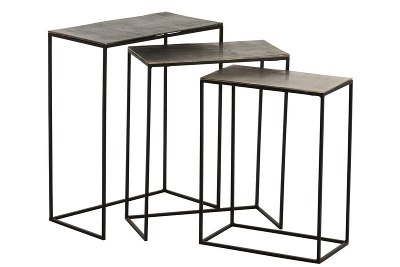 Side table rectangular – aluminium – black/mix – set of 3