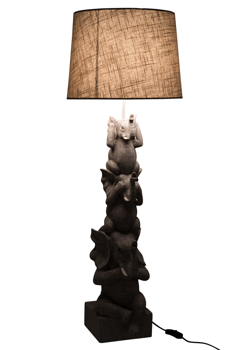 Exclusive Elephant Table Lamp 'Hear/See/Silence' - Pole Gray, 100.5cm - High quality material mix 