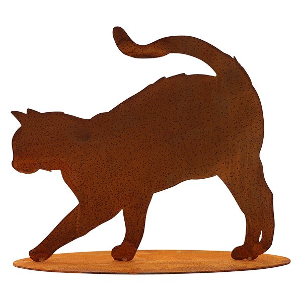 Katze "Elly" | auf Bodenplatte | Edelrost Metalldeko Figur