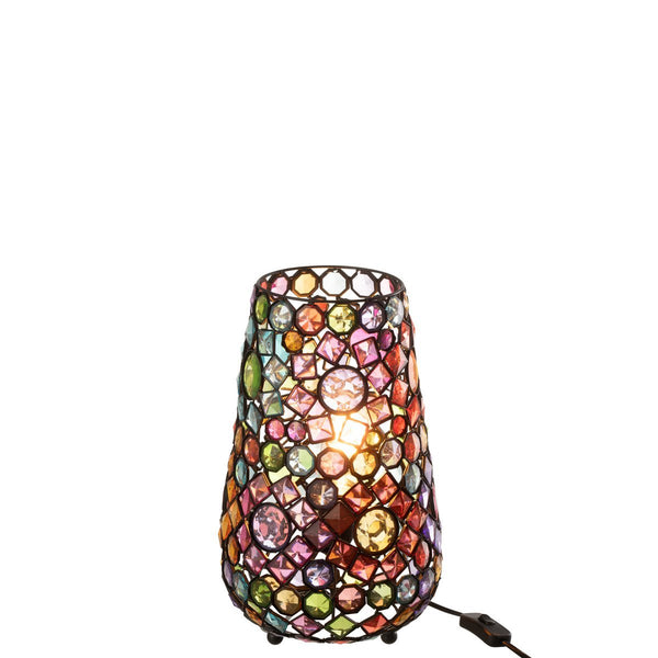 Bunte Tischlampe aus Eisen und Kunststein mit Mosaikdesign