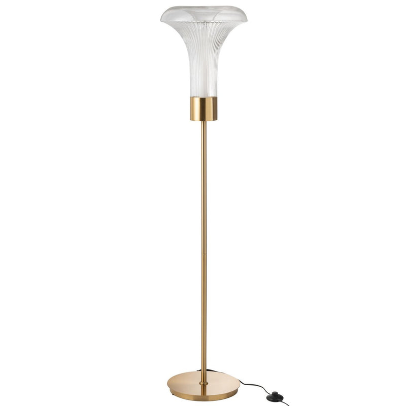 Lumina Aura floor lamp LED floor lamp made of gold and transparent glass, 155 cm