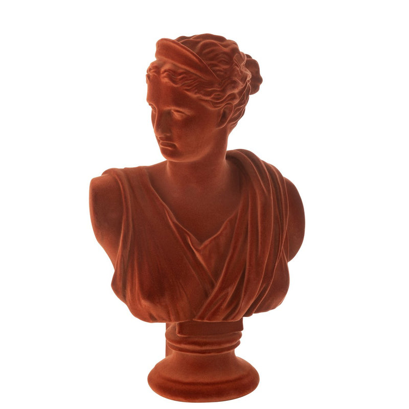 Bust of Greek woman made of polyresin in Bordeaux height 50.5cm