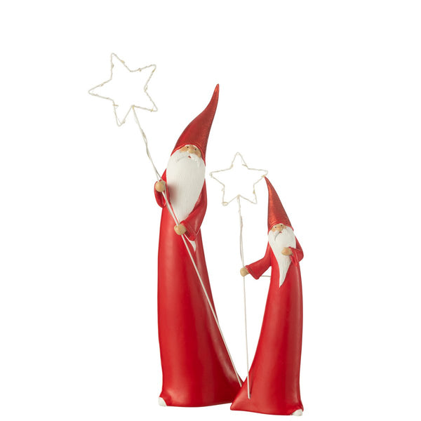 Set of 2 glowing Santa Clauses with LED star, 51 cm &amp; 37.5 cm