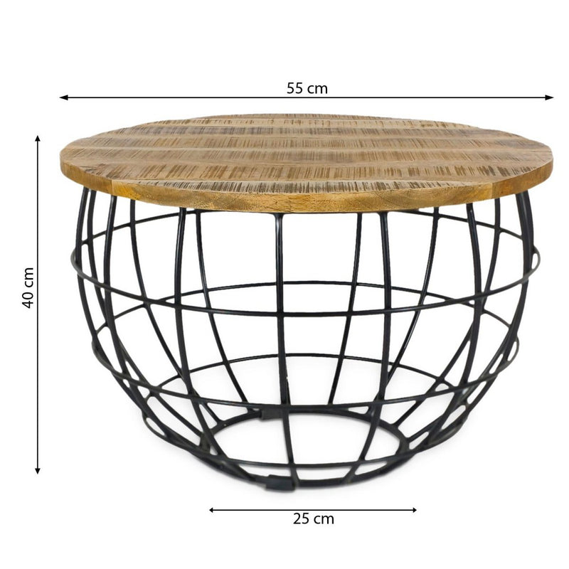 Beistelltisch nachhaltig Couchtisch Wohnzimmer-Tisch rund Lexington ø 55 cm Metall Gestell massiv