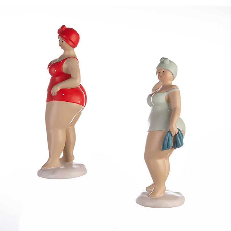 Charmante set van 2 polyfiguren tante Elli staande baddames