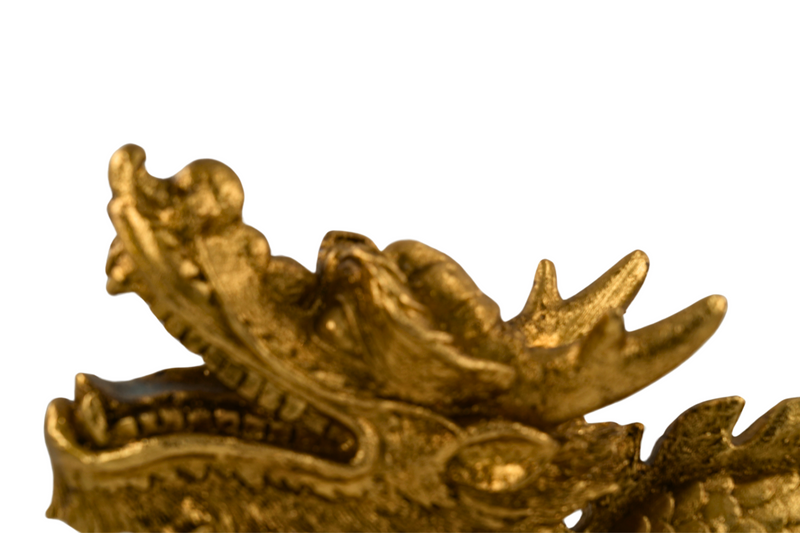 Golden polyresin dragon, 44 cm – elegant decorative object