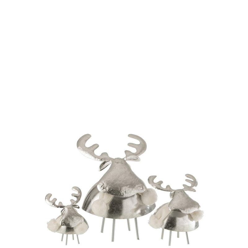 Glänzender Hirsch aus Metall mit Flauschdetails - Groß - Silber/Weiß