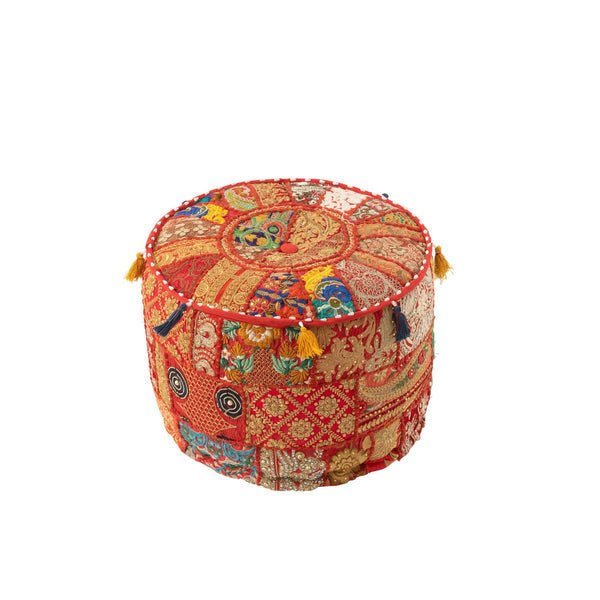 Exotic Pouf - Handmade in Red