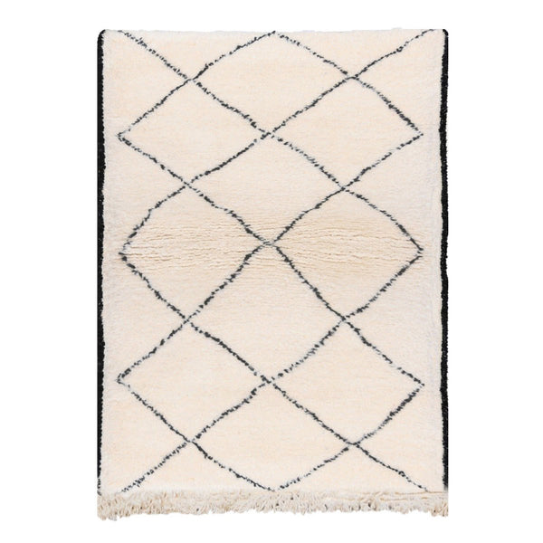 Tapis berbere authentieke marocain laine noir blanc Semmarine