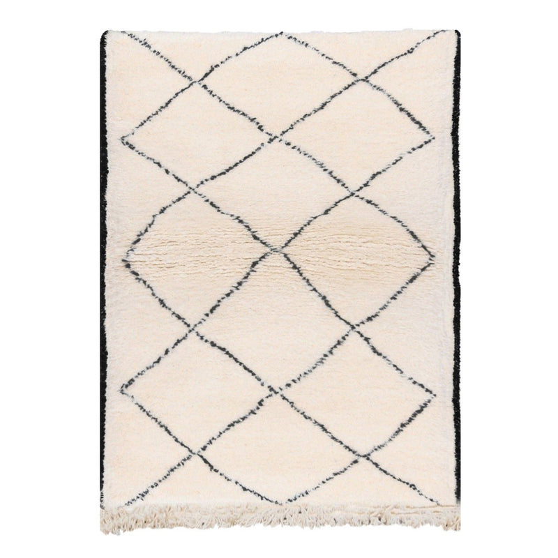 Tapis berbere authentieke marocain laine noir blanc Semmarine