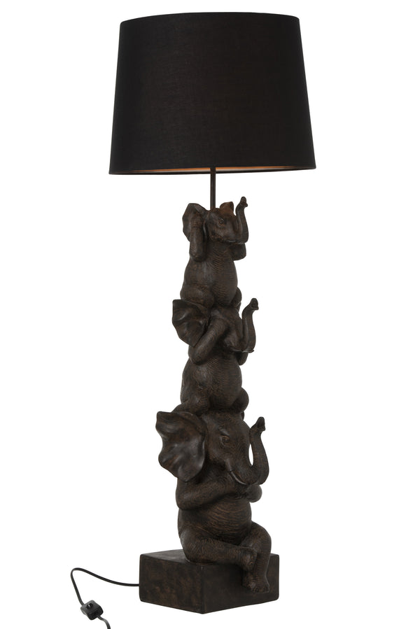Elegante bruine olifantenlamp - design horen/zien/stilte - hoogwaardige tafelverlichting 