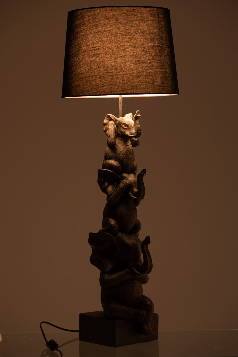 Elegant Brown Elephant Lamp - Hear/See/Silence Design - High Quality Table Lighting 