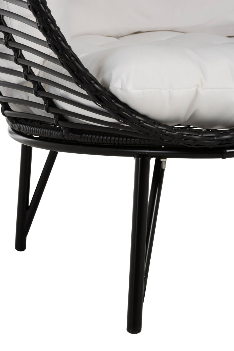 Garden armchair Lounge chair in oval shape in black steel: comfort and style for your outdoor oasis
