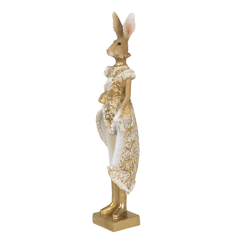 Dekorationsstatue Hase Gold, Weiß 11x8x33 cm