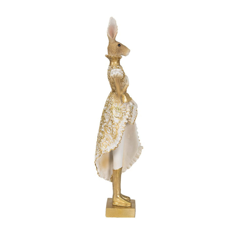 Dekorationsstatue Hase Gold, Weiß 11x8x33 cm