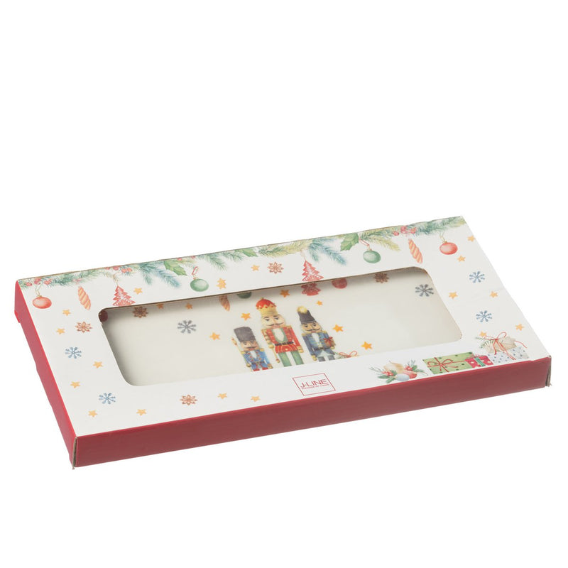 Rectangular Nutcracker Serving Tray – 13" Ceramic Christmas Tableware