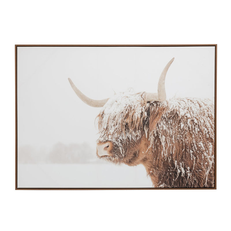 Wall decoration picture Winter Yak in white/brown