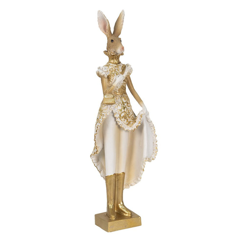 Dekorationsstatue Hase Gold, Weiß 11x8x33 cm