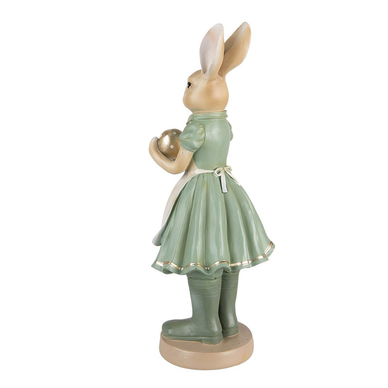 Dekorationsstatue Hase Grün, Goldfarben 17x15x40 cm