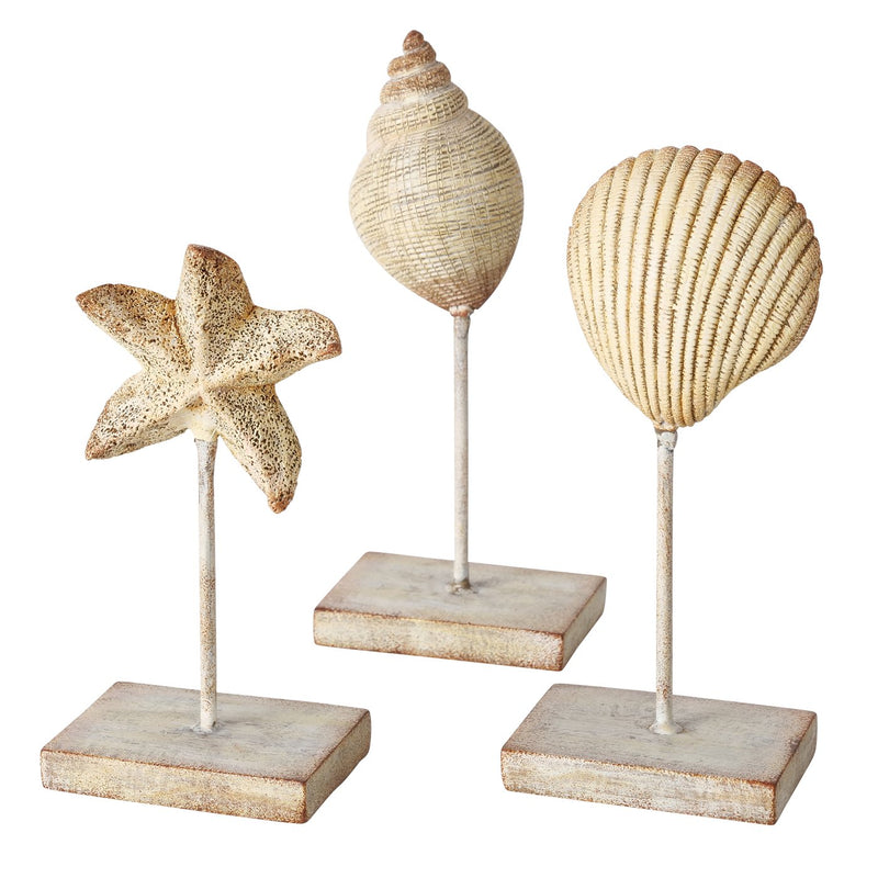 Zeegeluid 3-delige decoratieve standaardset - handgeschilderde maritieme motieven 18 cm hoog