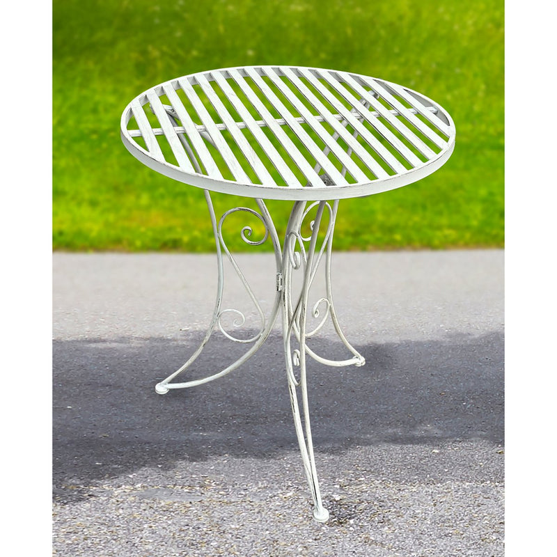 Metal table Sirmione, Ø 60 x 72 cm, white - Stylish round table for balcony and terrace