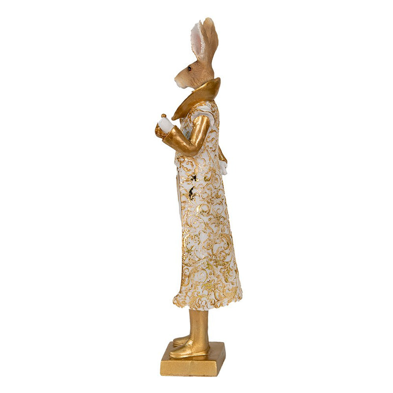 Dekorationsstatue Hase Gold, Weiß 11x8x33 cm