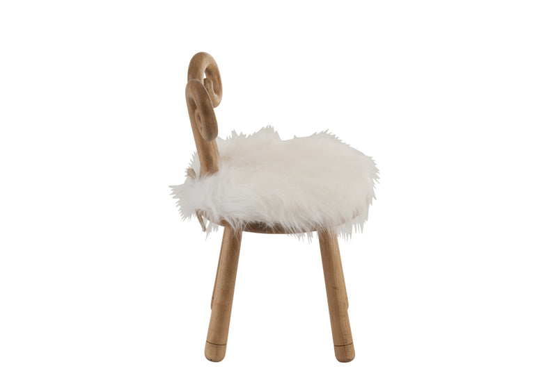 Set van 2 kinderstoelen 'Cloud Soft' - schapenoren met nepbont en massief hout