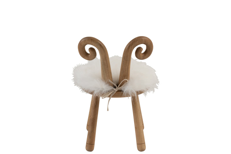 Set van 2 kinderstoelen 'Cloud Soft' - schapenoren met nepbont en massief hout