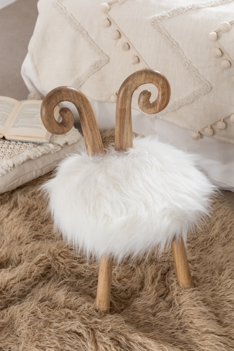 Set of 2 children's chairs 'Cloud Soft' - sheep ears with faux fur and solid wood