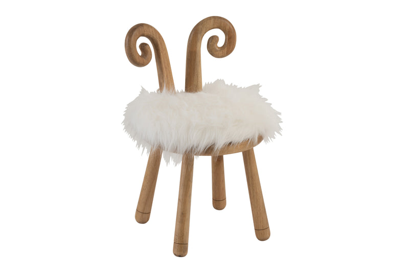 Set van 2 kinderstoelen 'Cloud Soft' - schapenoren met nepbont en massief hout