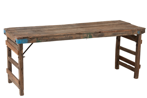 Rustieke vintage tafel gemaakt van gerecycled hout in bruin - Uniek ambacht