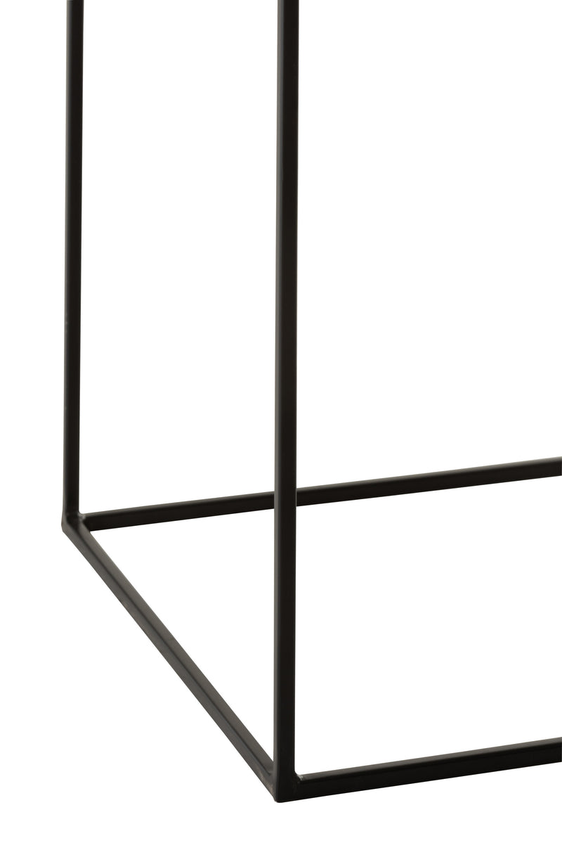 Set van 2 hoge vierkante bijzettafels in antiek zwart - geoxideerd aluminium/ijzer
