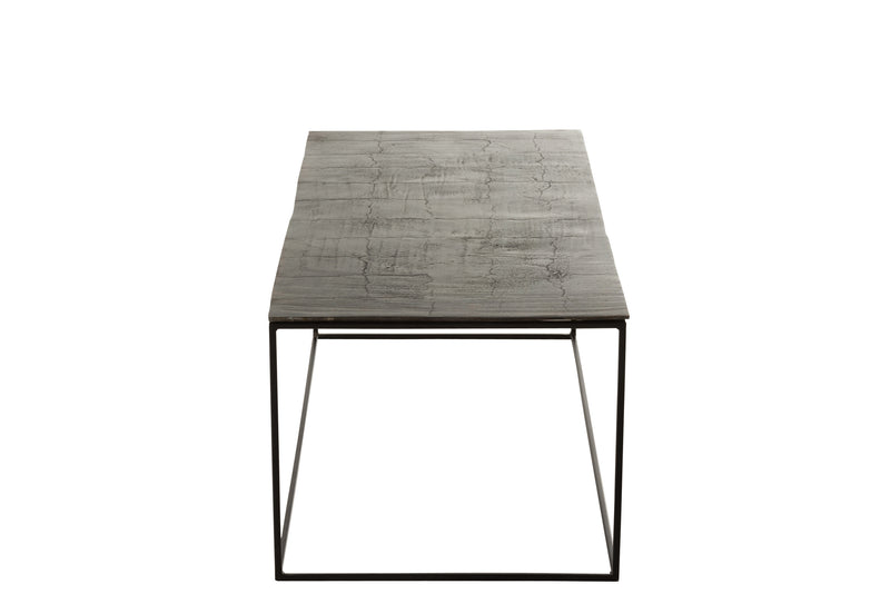 Rechthoekige salontafel in antiek zwart - geoxideerd aluminium ijzer
