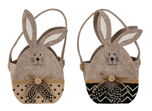 Charming set of 2 Easter bunny felt bags in brown - perfect for Easter surprises