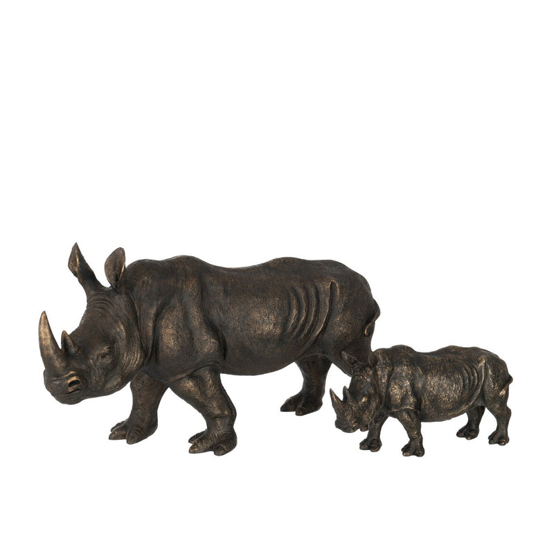 Large rhinoceros sculpture made of polyresin – bronze, 65 cm length