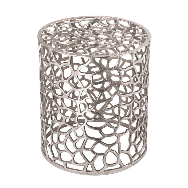 Bijzettafel metalen siertafel ø 40 x 45 cm rond Agadir zilver of goud aluminium koraal design