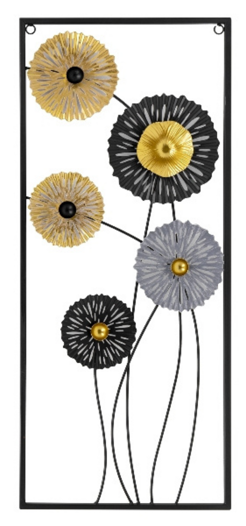 Gold Black Grey Metal Wall Object Flowers 70x30cm Wall Decoration