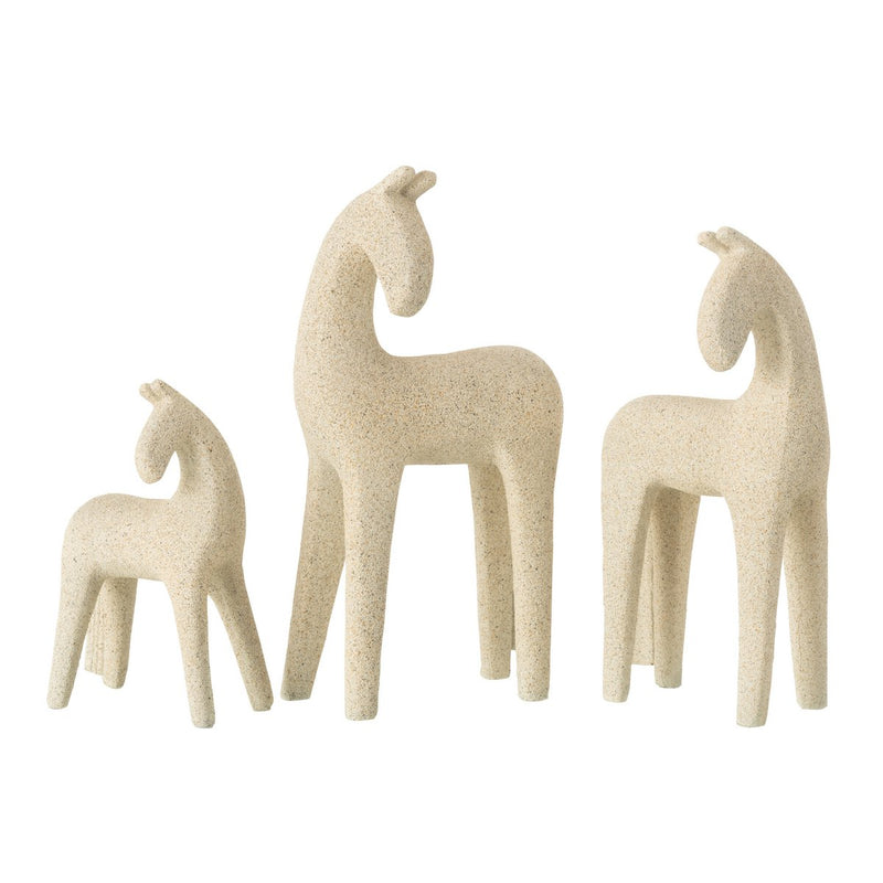 Decorative Figure Horse Set Modern Beige 3-piece