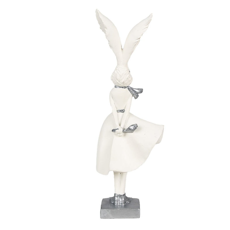 Dekorationsstatue Hase weiß silberfarben 13x11x37 cm