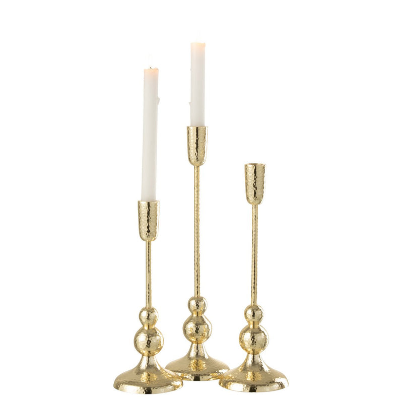 Elegantes 3er-Set Kerzenständer Grane aus Aluminium in Gold