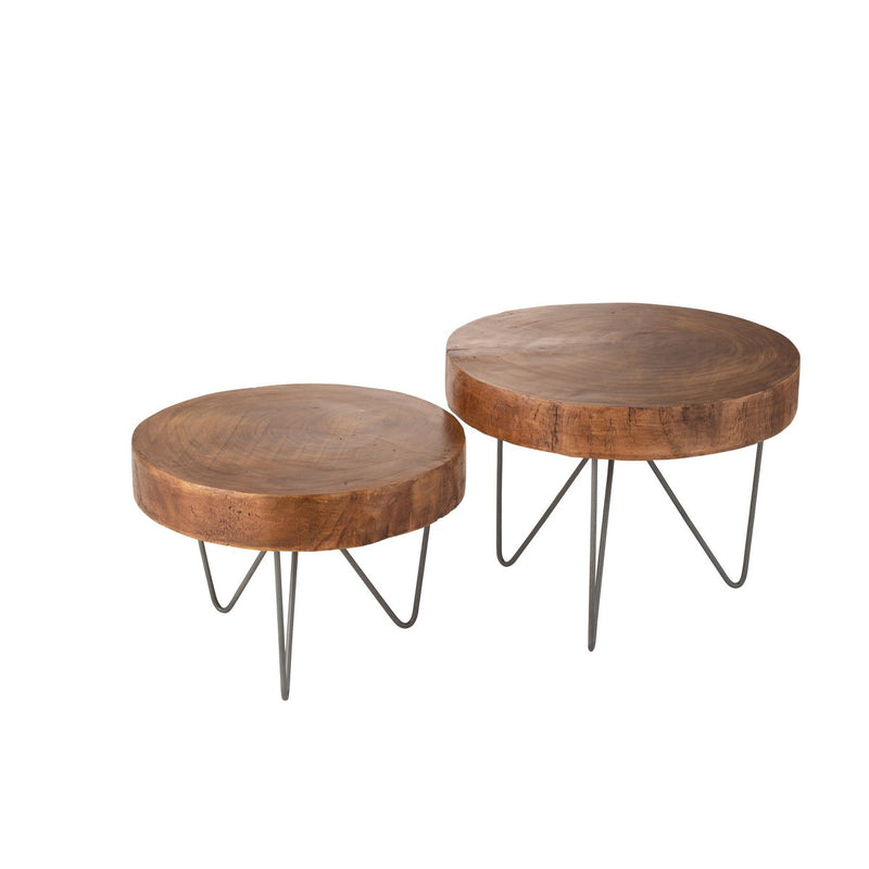 Natural coffee tables "Forest Charm" made of solid wood in a set of 2