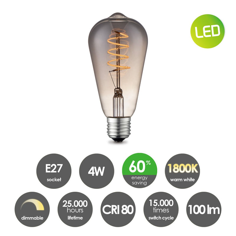 Home Sweet Home dimmbare LED-Tropfenspirale E27 4W 100Lm 1800K Fassung