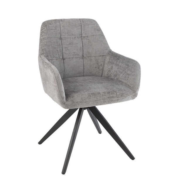 Grey upholstered chair Louna with metal frame, 85 cm