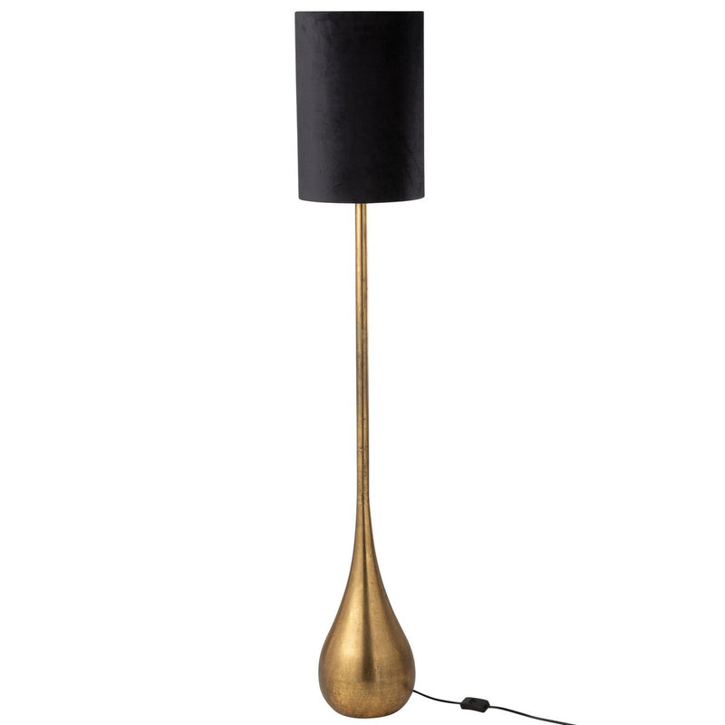 Stehlampe Tropfen aus Eisen und Samt in Gold und Schwarz