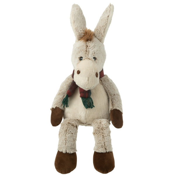 Donkey Plush Figure with Scarf Beige Brown 33 cm