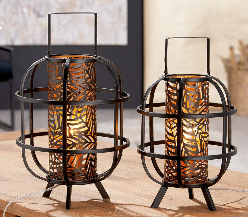 Metal lamp 'leaves' - elegant play of light in black, brown and gold