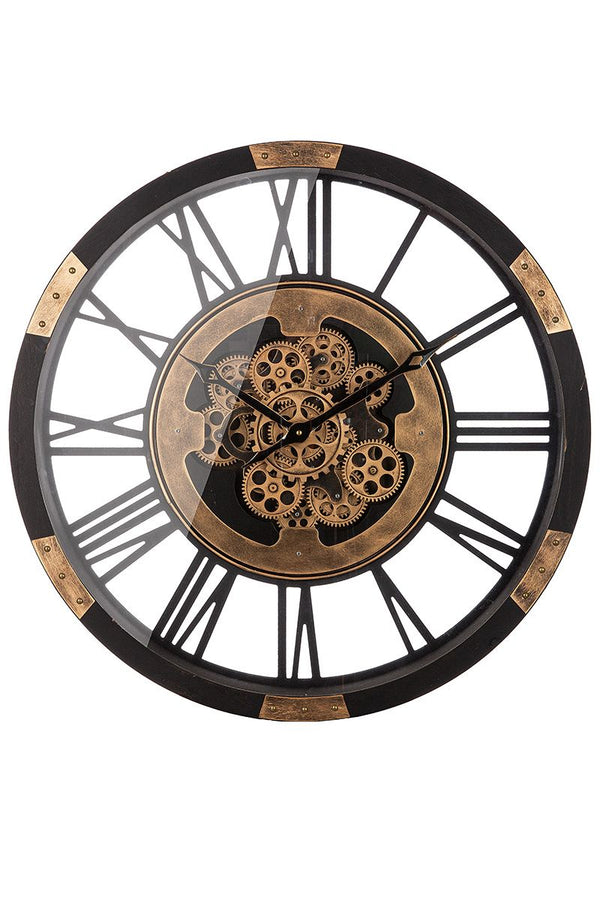 Large wall clock 'Setoria' with animated gears - modernity meets machine aesthetics
