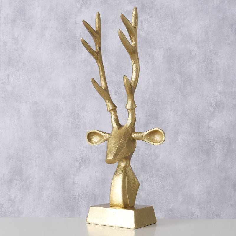 Golden deer figure Aurora decorative sculpture made of aluminum 34 cm