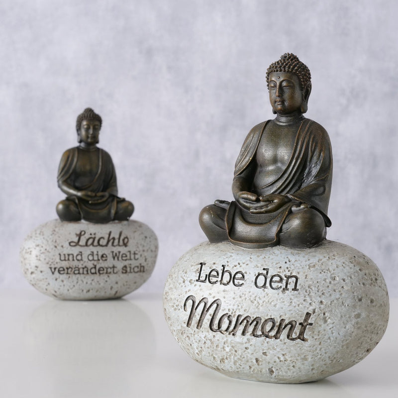 Dekoaufsteller Set Zen-Buddha mit Weisheiten - 2er Set, 15 cm