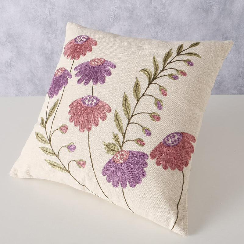 Handmade cushion Pilena with floral motif - unique decoration for your home